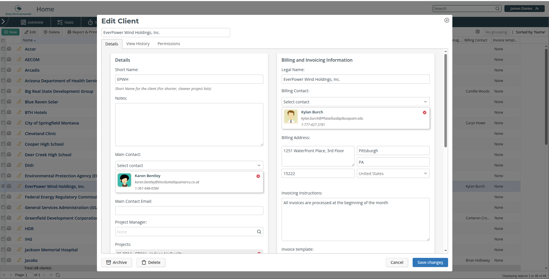 Client detail form