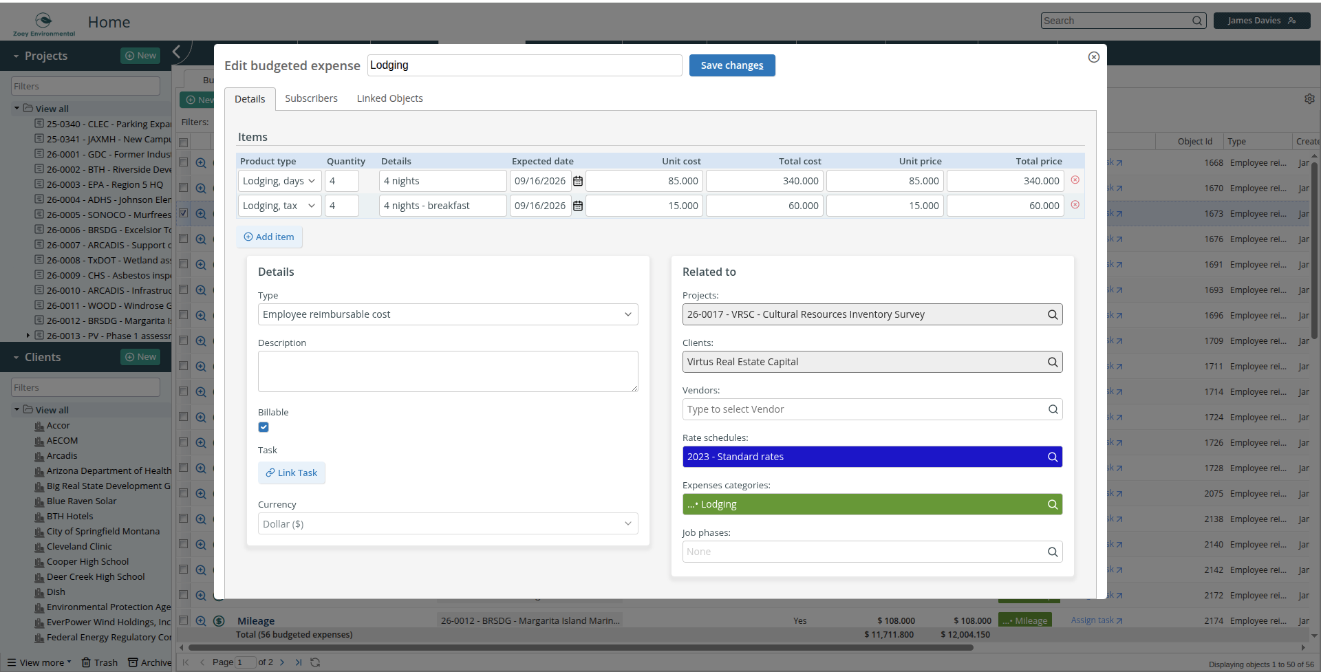Budgeted expense form