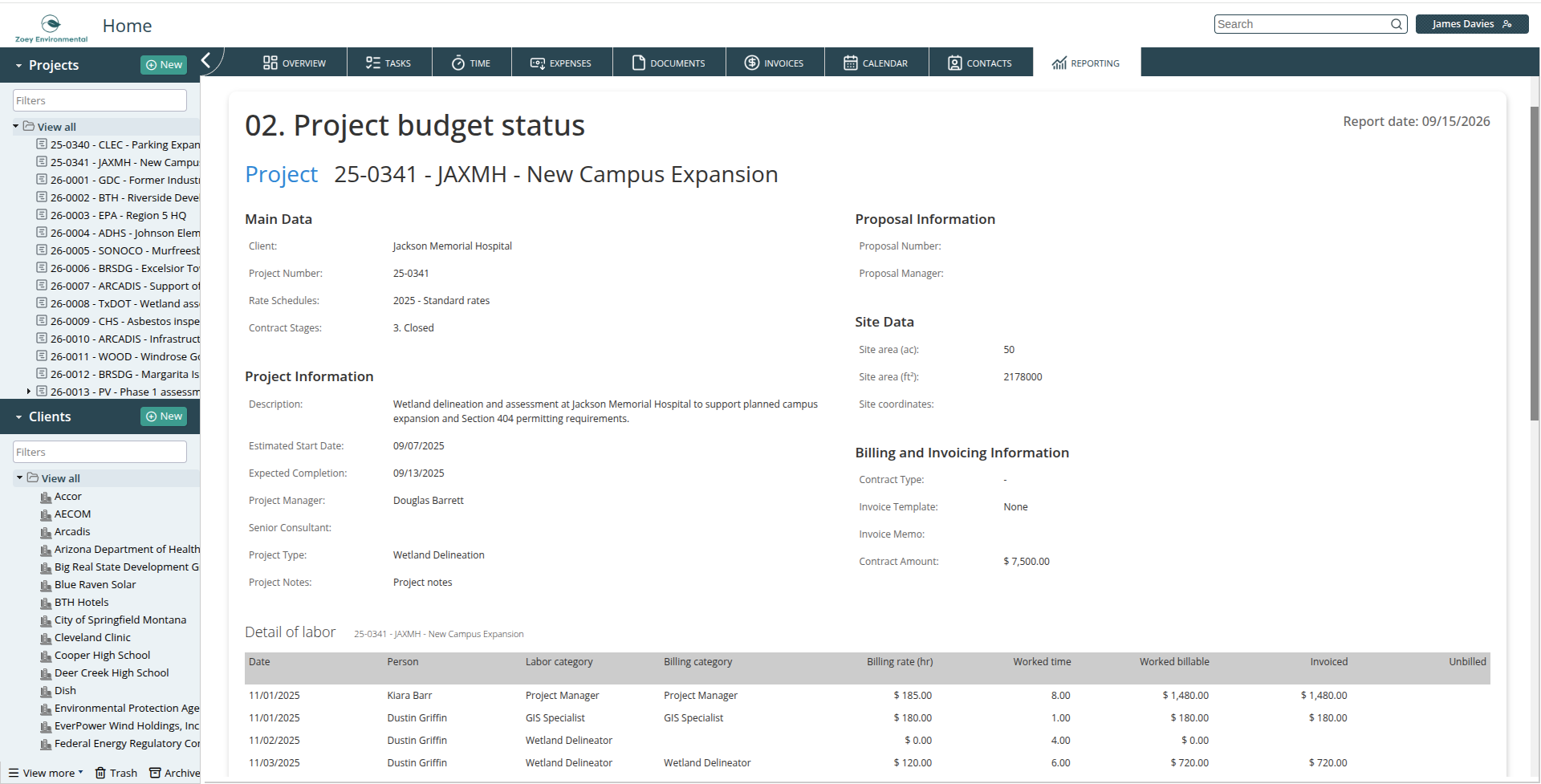 Budget status report output