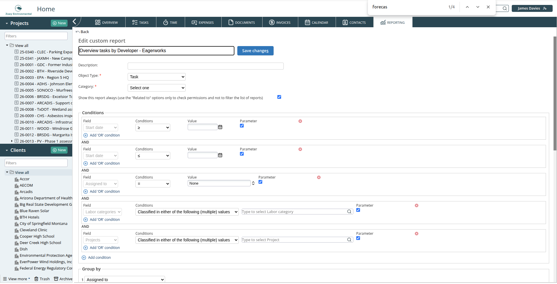 Custom report builder