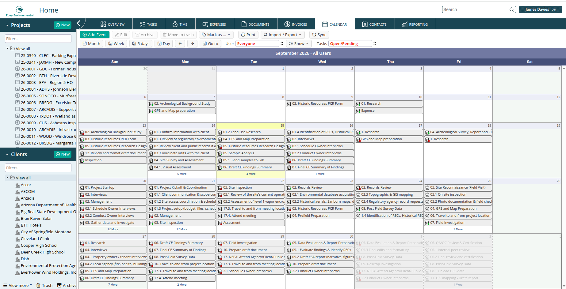 Calendar module view