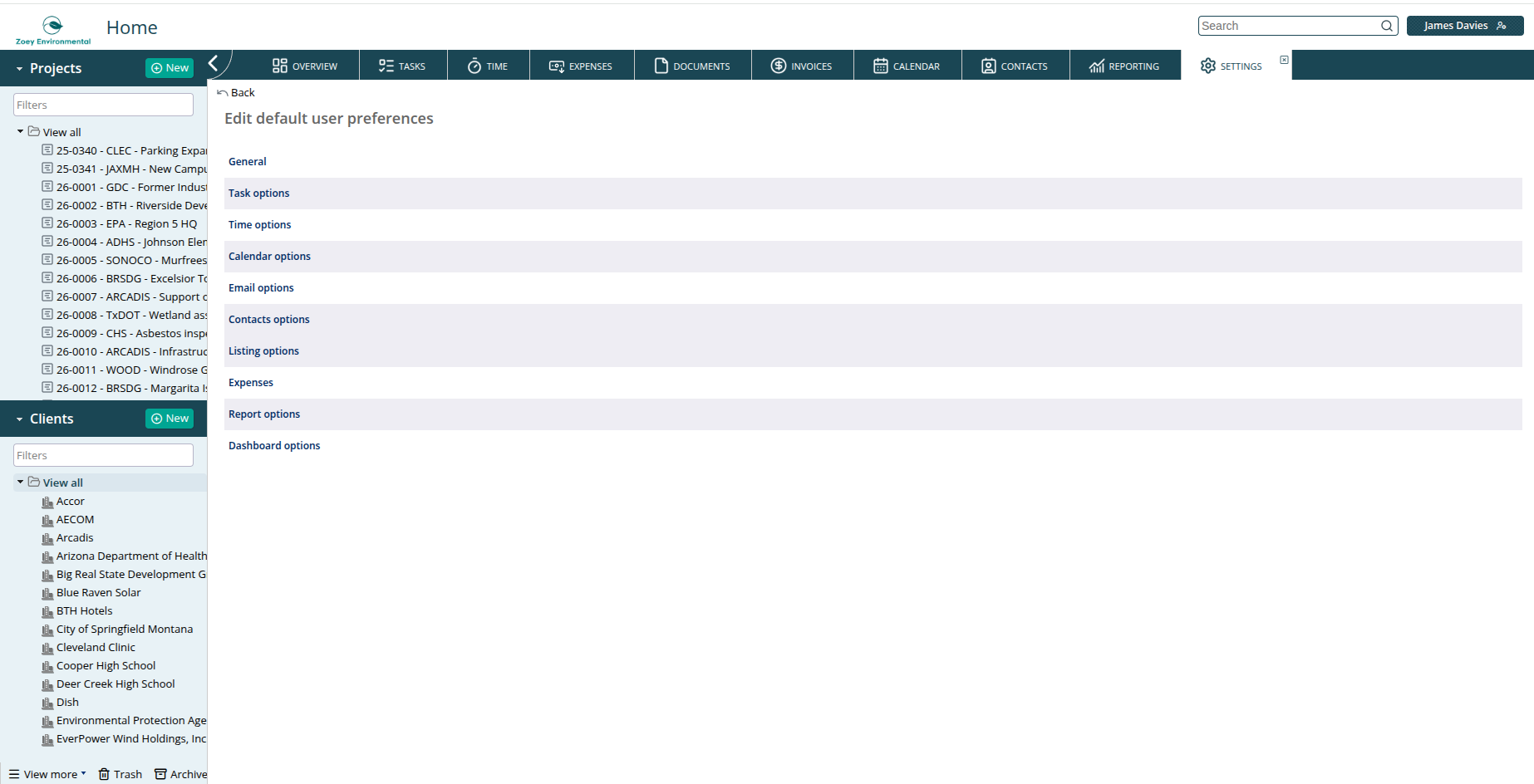 Default user preferences